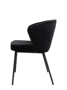 Eetkamerstoel Admit Fluweel Zwart Metaal Onderstel Schuin