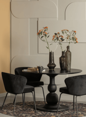 Eetkamerstoel Admit Fluweel Zwart Metaal Onderstel Sfeer