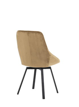 Eetkamerstoel Beau Velvet Oker Geel Metalen Onderstel Draaistoel Achterkant