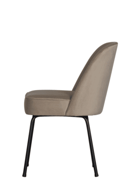 Eetkamerstoel Vogue Fluweel Metalen Onderkant Khaki Zijkant