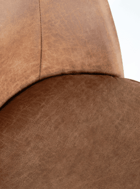 Eetkamerstoel Vogue Leer Cognac Zwart Onderstel Metaal Dichtbij