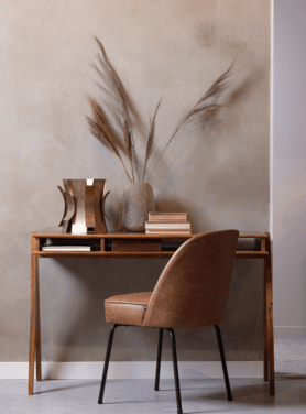 Eetkamerstoel Vogue Leer Cognac Zwart Onderstel Metaal Sfeer