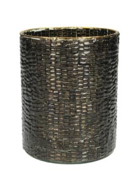 Kaarshouder Zwart Glas Rond