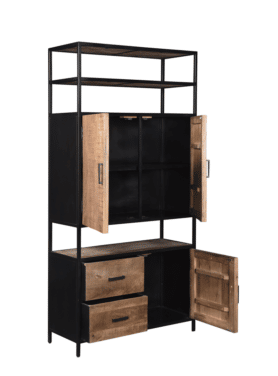 Kast Sturdy Open Vakken Mangohout Lades Bruin Open Kast