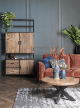 Kast Sturdy Open Vakken Mangohout Lades Bruin Sfeer