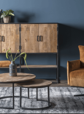 Lade Kast Sturdy Met Deuren Mangohout Naturel Zwart Sfeer