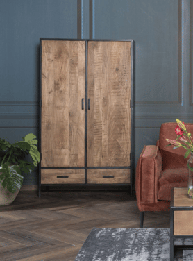 Wandkast Gesloten Sturdy Naturel Mangohout Grote Deuren Sfeer