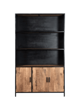 Wandkast Sturdy Open Met Kastjes Zwart Mangohout