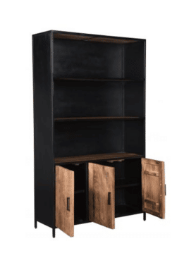 Wandkast Sturdy Open Met Kastjes Zwart Mangohout Open