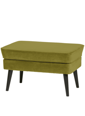 Hocker Rocco Fluweel Zwart Onderstel Olive