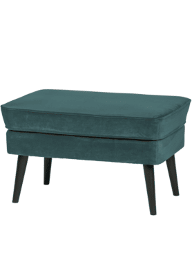 Hocker Rocco Fluweel Zwart Onderstel Teal