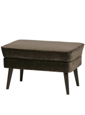 Hocker Rocco Fluweel Zwart Onderstel Warm Groen