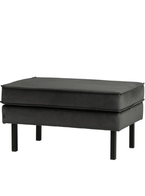 Hocker Rodeo Velvet Antraciet Zwarte Poten