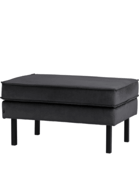 Hocker Rodeo Velvet Dark Grey Zwarte Poten