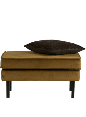 Hocker Rodeo Velvet Honing Geel Zwarte Poten Kussen