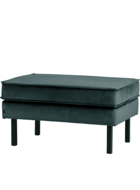 Hocker Rodeo Velvet Teal Zwarte Poten