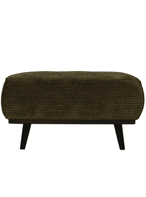 Hocker Statement Brede Platte Rib Zwarte Poten Warm Groen