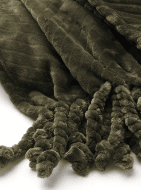 Plaid Ziggy Chive Fleece 140x180 Groen Franjes