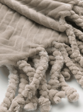 Plaid Ziggy Stone Beige Fleece 140x180 Beige Franjes