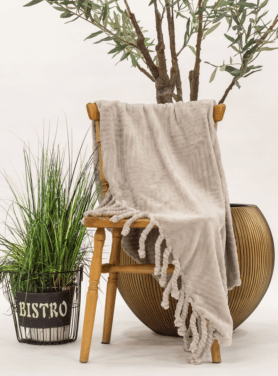 Plaid Ziggy Stone Beige Fleece 140x180 Beige Sfeer