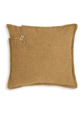 Sierkussen Imre Oker Geel Knit Vierkant Touwtje