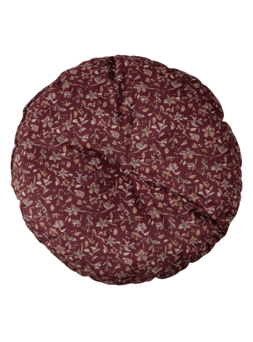 Sierkussen Vogue Fluweel Sprinkle Flower Chestnut Knoop Rond