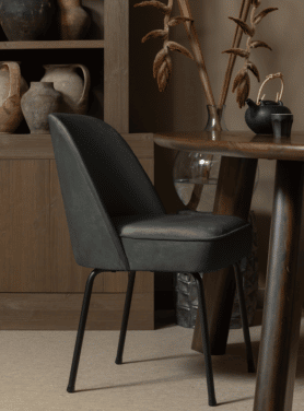 Vogue Eetkamerstoel Fuweel Zwart Onderstel Dark Green Close