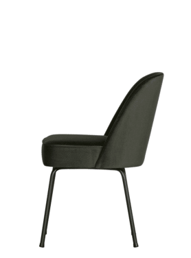 Vogue Eetkamerstoel Fuweel Zwart Onderstel Dark Green Schuin