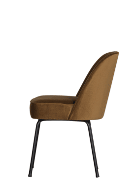 Vogue Eetkamerstoel Fuweel Zwart Onderstel Honing Geel Schuin