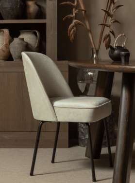 Vogue Eetkamerstoel Fuweel Zwart Onderstel Pistache Kamer