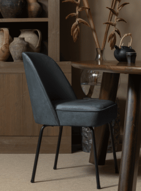 Vogue Eetkamerstoel Fuweel Zwart Onderstel Teal Kamer
