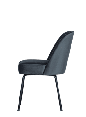 Vogue Eetkamerstoel Fuweel Zwart Onderstel Teal Schuin