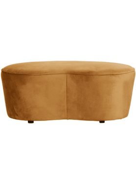 Bankje Macaroni Fluweel Mosterd 110cm Kronkel Hocker Stof