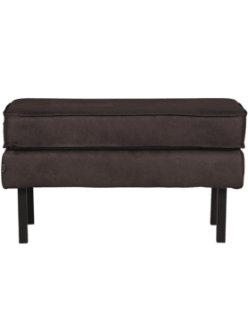 Hocker Rodeo Op Poten Zwart Leer 2 Lagen Poef Recht