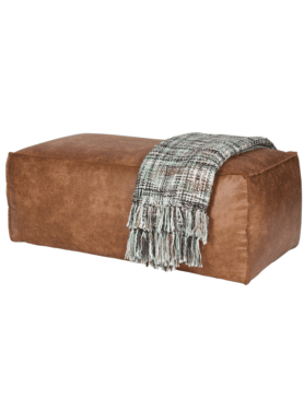 Poef Rodeo Cognac 120x60 Leer Rechthoek Deken
