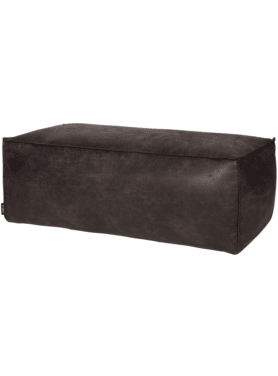 Poef Rodeo Zwart 120x60 Leer Rechthoek