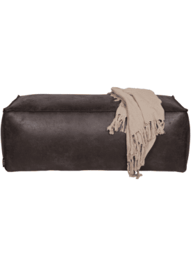 Poef Rodeo Zwart 120x60 Leer Rechthoek Deken