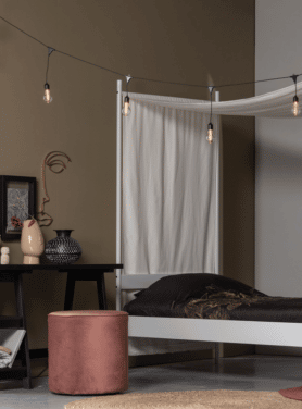 Poef Sara Hoog Oud Roze 46cm Rond Hoog Kamr