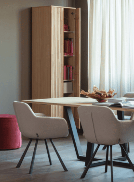 Poef Sara Hoog Raspberry 46cm Rond Hoog Sfeer