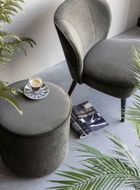 Poef Sara Hoog Warm Groen 46cm Rond Hoog Sfeer