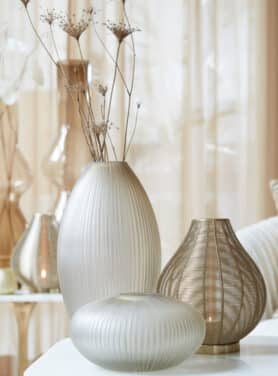 Vaas Glas Mat Licht Bruin Relief Sfeer