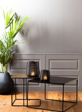 Salontafel Vierkant Antiek Brons En Zwart