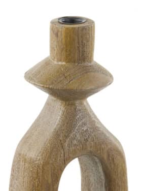 Houten Kandelaar Opengewerkt Bruin Details Bovenkant