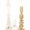 Set Van Drie Glazen Kandelaren Beige