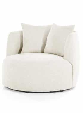 Fauteuil Rond Beige Bouclé