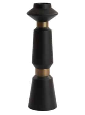 Kandelaar Rond Zwart Met Antiek Brons