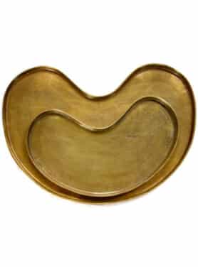 Twee Dienbladen Aluminium Organisch Antiek Brons