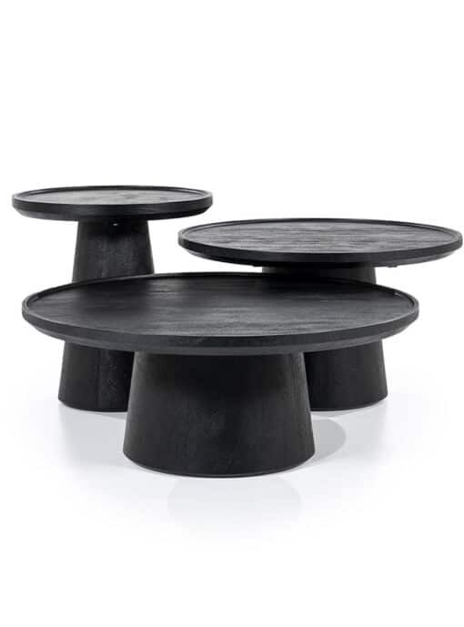Salontafelset Zwart Rond Mangohout