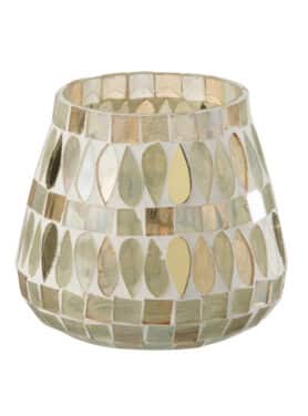 Waxinelichthouder Mozaïek Glazen Steentjes Beige Naturel