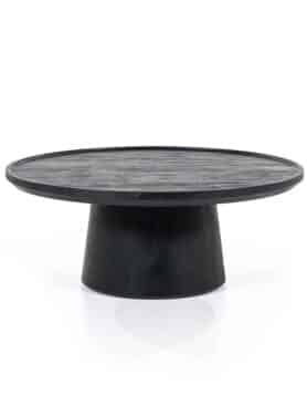 Zwarte Mangohout Salontafel Zwart Rond